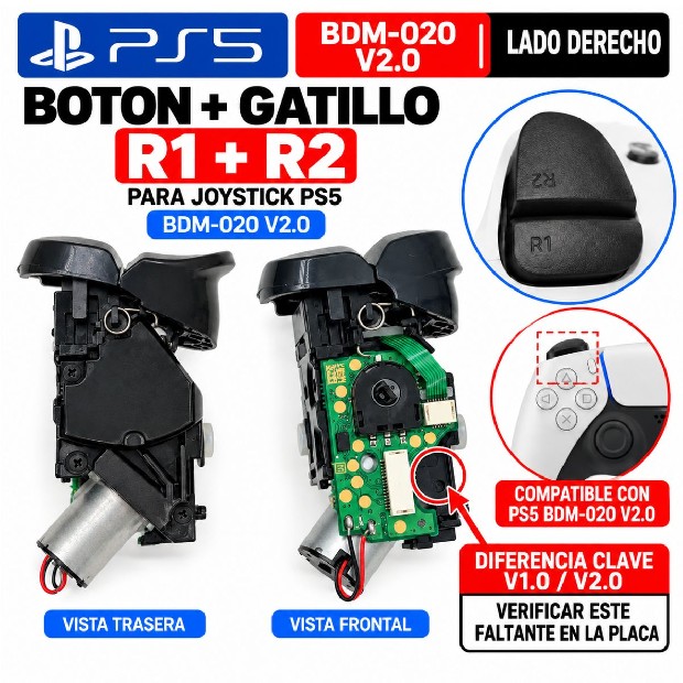&ua REPUESTO GATILLO PS5 R1 R2 JOYSTICK PS5 BDM-020